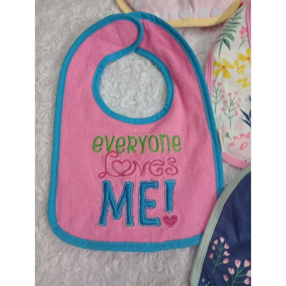 Baby Girl Infant Toddler Feeding Bibs  Lot Of  8 PCs Cloud Island -Carters